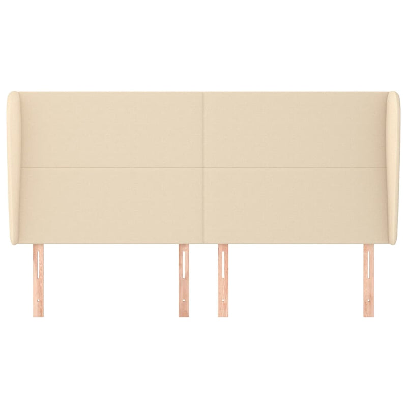 vidaXL krémszínű szövet fejtámla szárnyakkal 203x23x118/128 cm