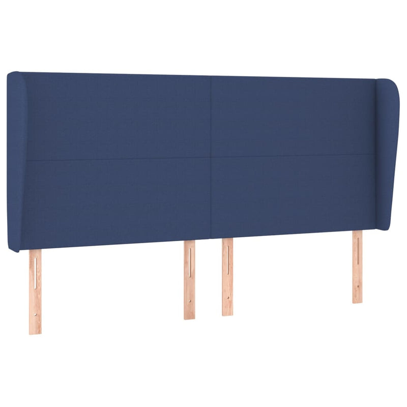 vidaXL kék szövet fejtámla szárnyakkal 203x23x118/128 cm