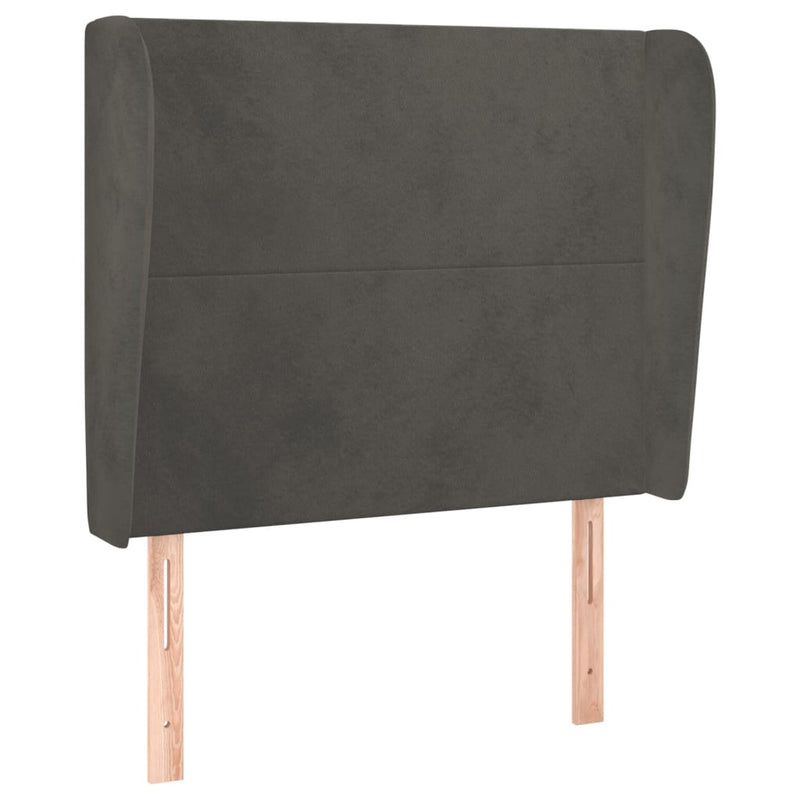 vidaXL sötétszürke bársony fejtámla szárnyakkal 83 x 23 x 118/128 cm