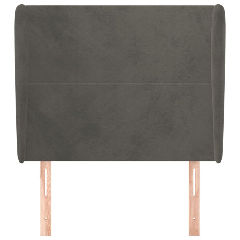vidaXL sötétszürke bársony fejtámla szárnyakkal 83 x 23 x 118/128 cm