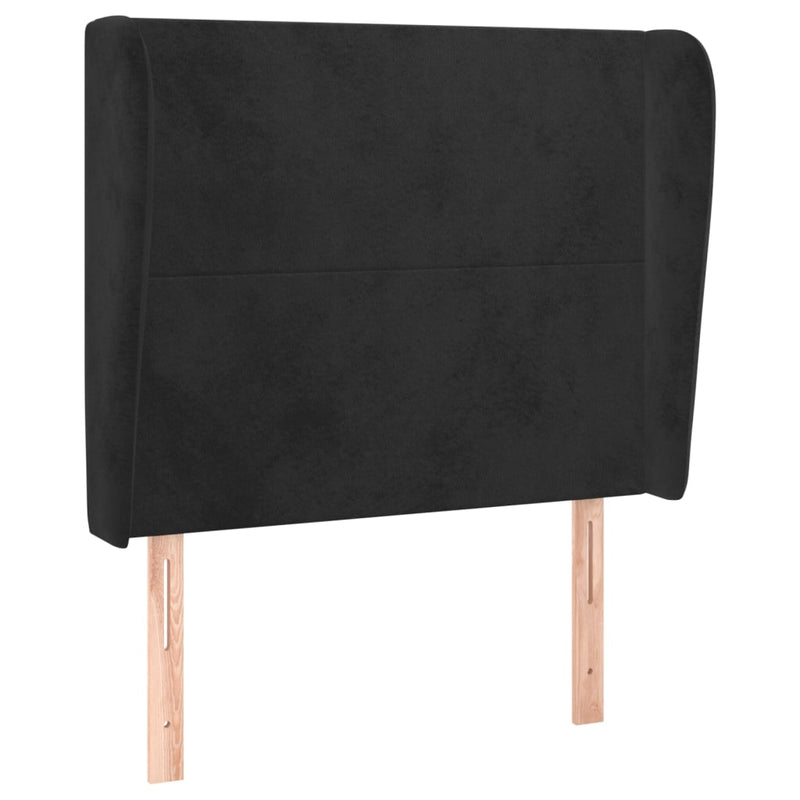 vidaXL fekete bársony fejtámla szárnyakkal 83 x 23 x 118/128 cm