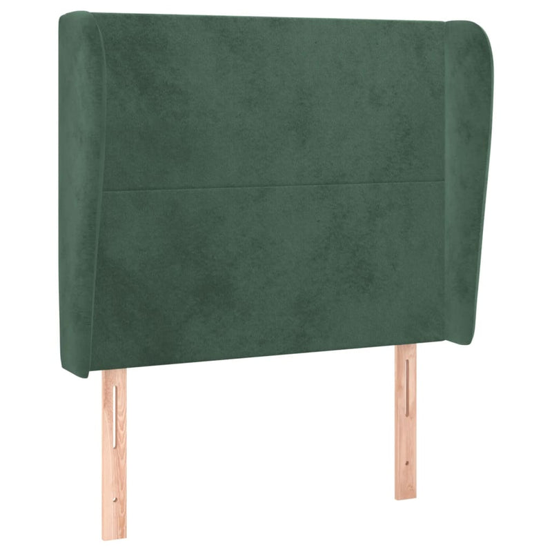 vidaXL sötétzöld bársony fejtámla szárnyakkal 83 x 23 x 118/128 cm