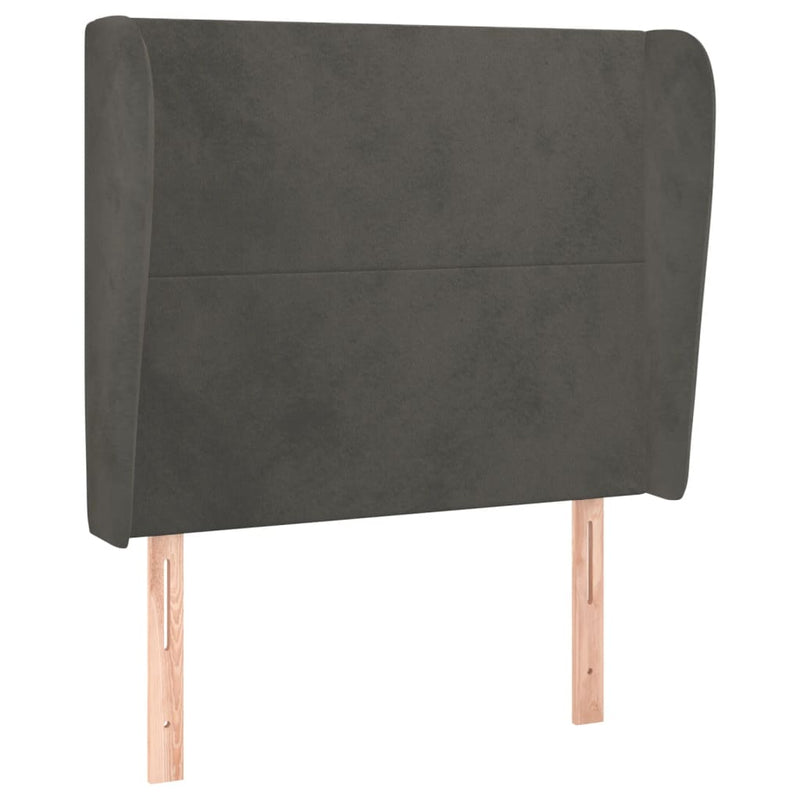 vidaXL sötétszürke bársony fejtámla szárnyakkal 93 x 23 x 118/128 cm
