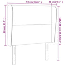 vidaXL fekete bársony fejtámla szárnyakkal 93 x 23 x 118/128 cm