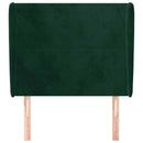 vidaXL sötétzöld bársony fejtámla szárnyakkal 93 x 23 x 118/128 cm