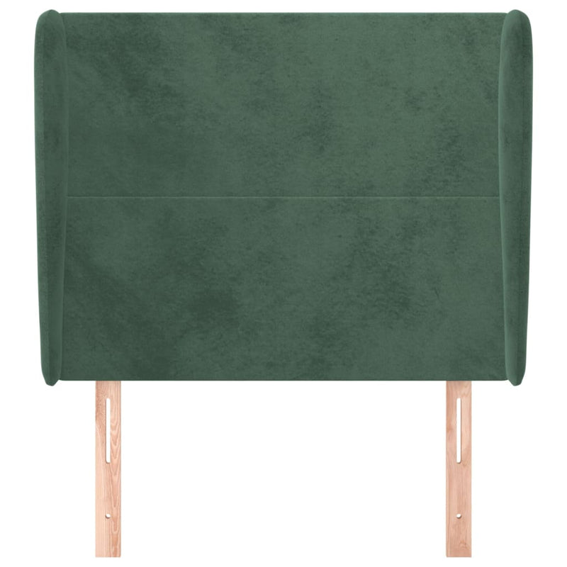 vidaXL sötétzöld bársony fejtámla szárnyakkal 93 x 23 x 118/128 cm