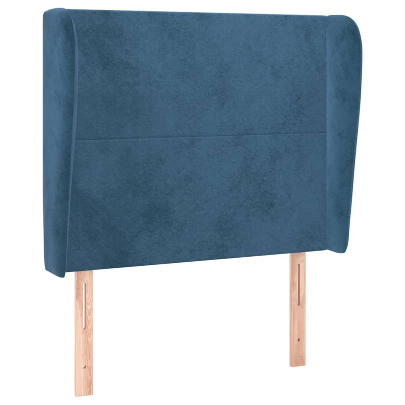 vidaXL sötétkék bársony fejtámla szárnyakkal 93 x 23 x 118/128 cm