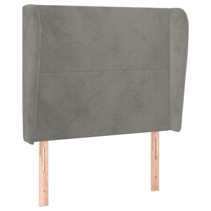 vidaXL világosszürke bársony fejtámla szárnyakkal103 x 23 x 118/128 cm