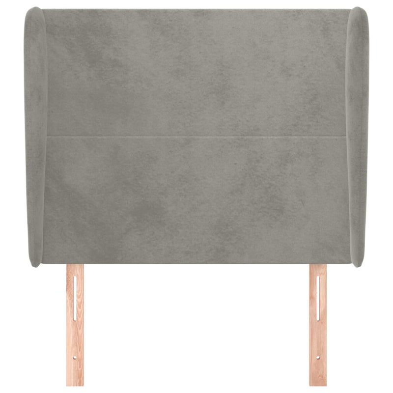 vidaXL világosszürke bársony fejtámla szárnyakkal103 x 23 x 118/128 cm