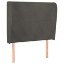 vidaXL sötétszürke bársony fejtámla szárnyakkal 103 x 23 x 118/128 cm