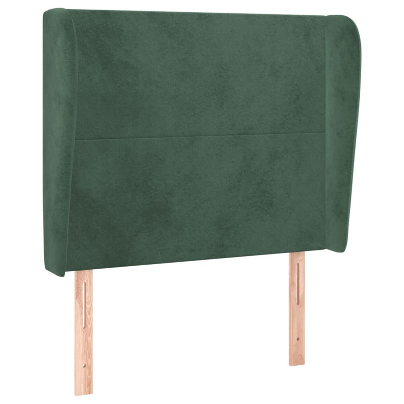 vidaXL sötétzöld bársony fejtámla szárnyakkal 103 x 23 x 118/128 cm