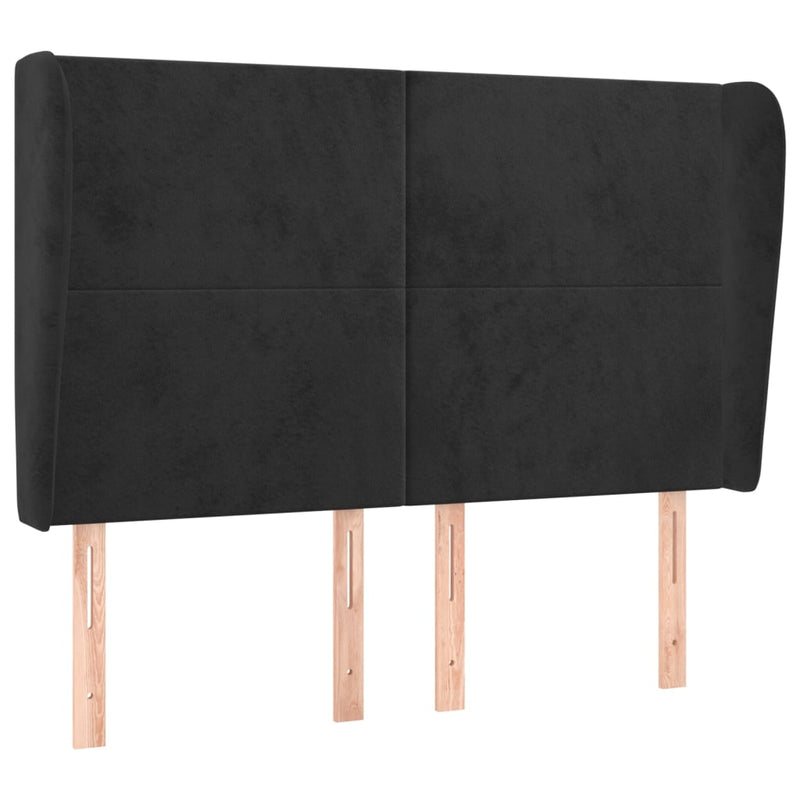 vidaXL fekete bársony fejtámla szárnyakkal 147 x 23 x 118/128 cm