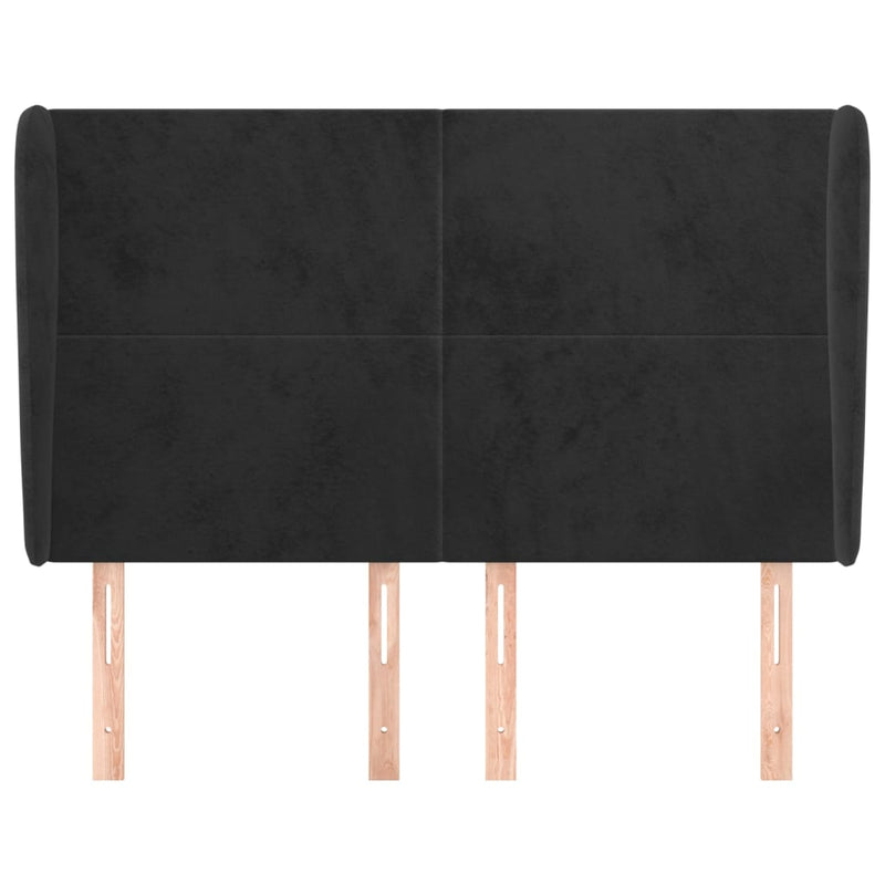 vidaXL fekete bársony fejtámla szárnyakkal 147 x 23 x 118/128 cm