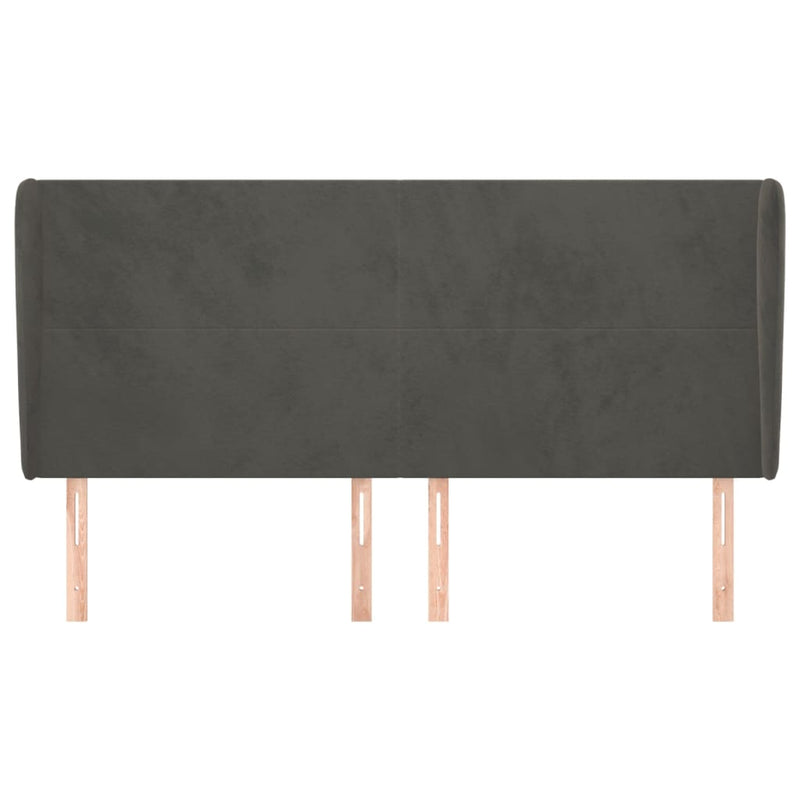 vidaXL sötétszürke bársony fejtámla szárnyakkal 183x23x118/128 cm