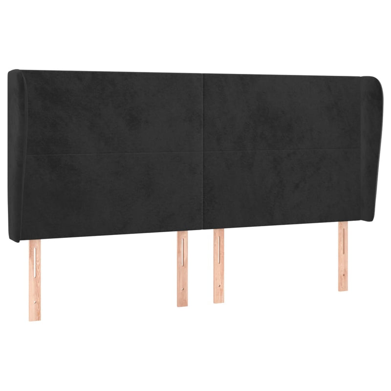 vidaXL fekete bársony fejtámla szárnyakkal 183x23x118/128 cm