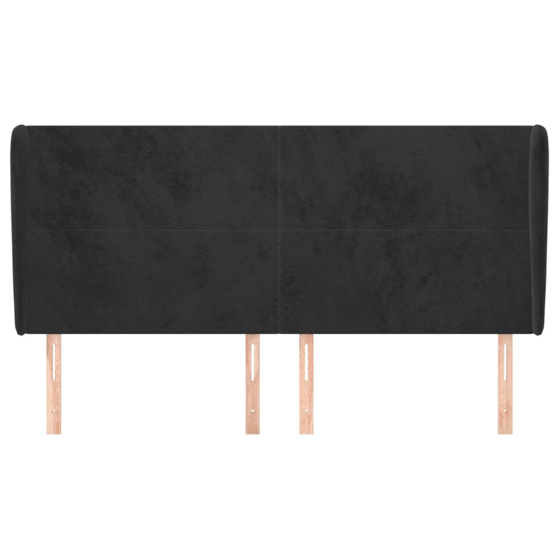 vidaXL fekete bársony fejtámla szárnyakkal 183x23x118/128 cm