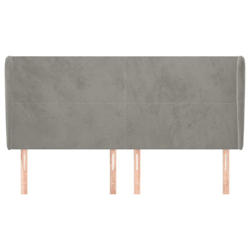 vidaXL világosszürke bársony fejtámla szárnyakkal 203x23x118/128 cm