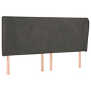 vidaXL sötétszürke bársony fejtámla szárnyakkal 203x23x118/128 cm