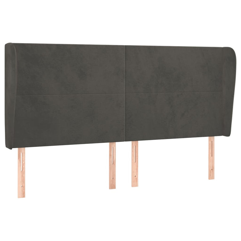 vidaXL sötétszürke bársony fejtámla szárnyakkal 203x23x118/128 cm