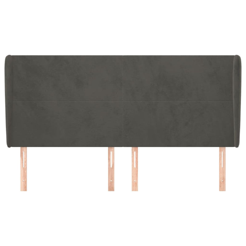 vidaXL sötétszürke bársony fejtámla szárnyakkal 203x23x118/128 cm