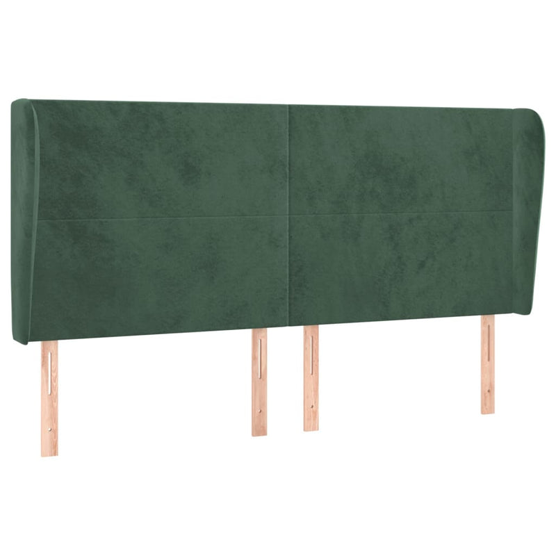 vidaXL sötétzöld bársony fejtámla szárnyakkal203x23x118/128 cm