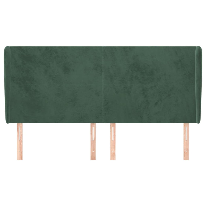 vidaXL sötétzöld bársony fejtámla szárnyakkal203x23x118/128 cm