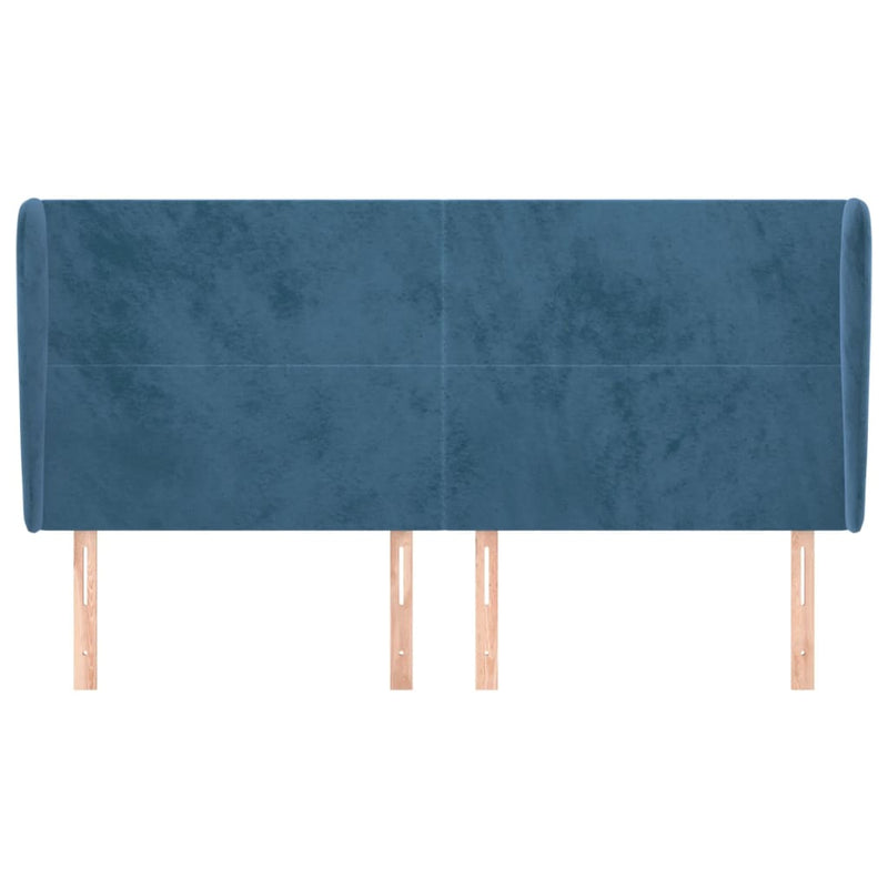 vidaXL sötétkék bársony fejtámla szárnyakkal 203x23x118/128 cm