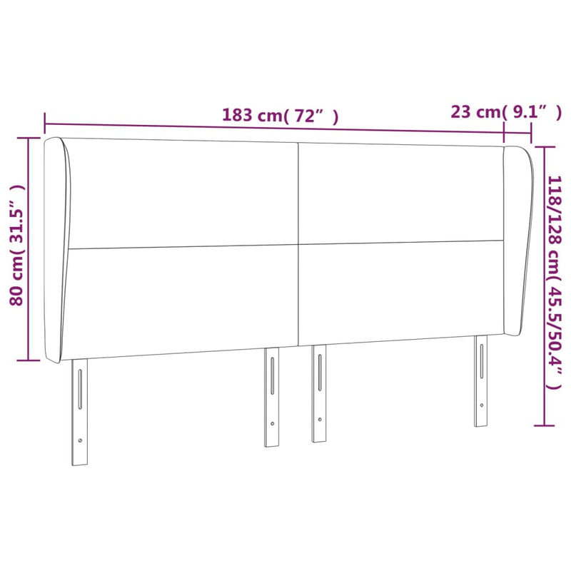 vidaXL fekete műbőr fejtámla szárnyakkal 183x23x118/128 cm