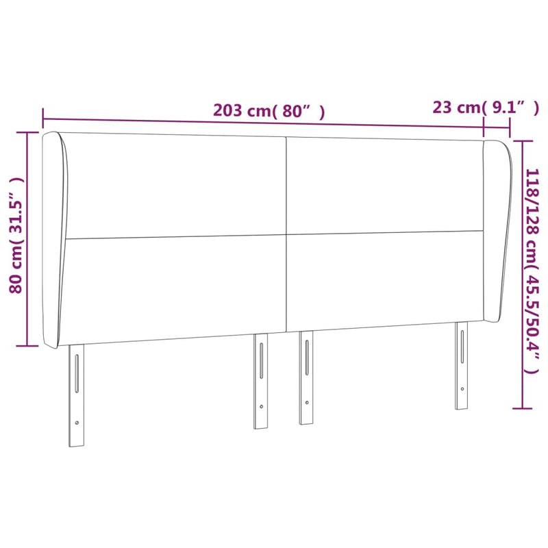 vidaXL fehér műbőr fejtámla szárnyakkal 203x23x118/128 cm