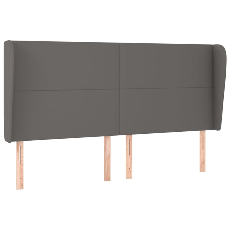 vidaXL szürke műbőr fejtámla szárnyakkal 203x23x118/128 cm