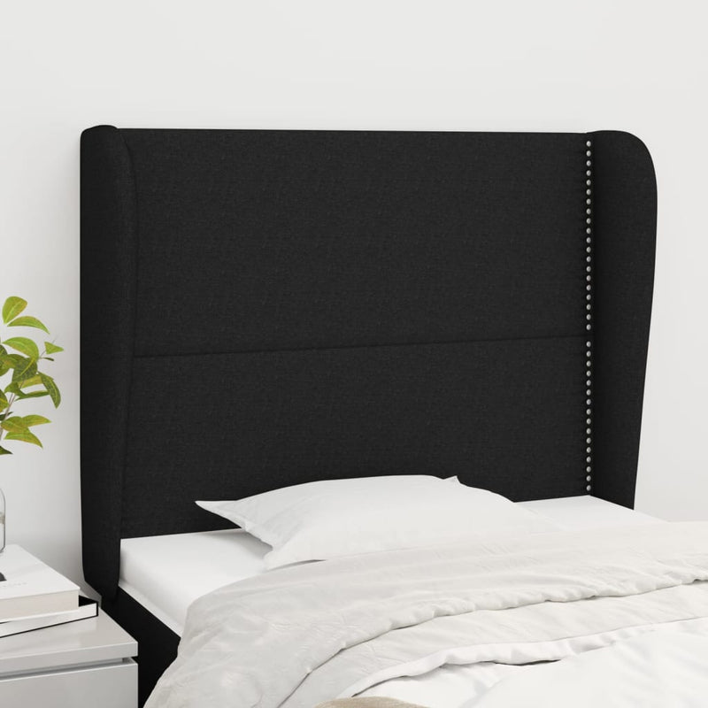 vidaXL fekete szövet fejtámla szárnyakkal 83 x 23 x 118/128 cm