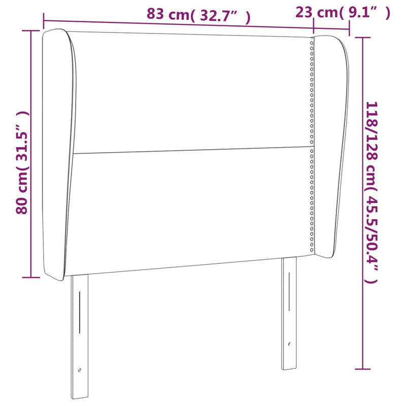 vidaXL krémszínű szövet fejtámla szárnyakkal 83 x 23 x 118/128 cm