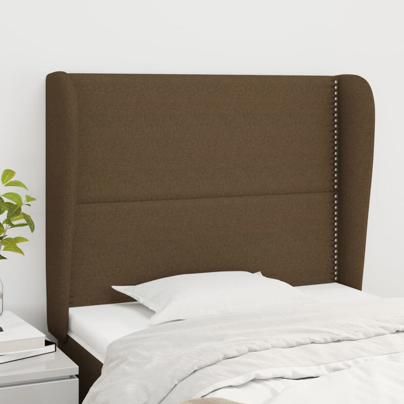 vidaXL sötétbarna szövet fejtámla szárnyakkal 93 x 23 x 118/128 cm