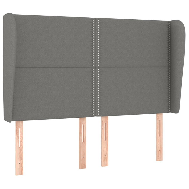 vidaXL sötétszürke szövet fejtámla szárnyakkal 147 x 23 x 118/128 cm