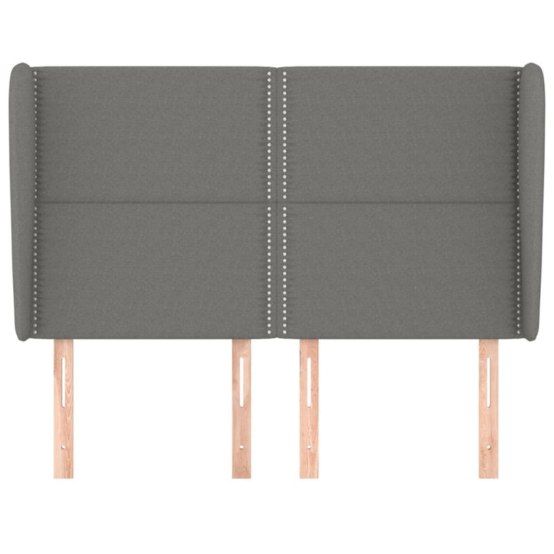 vidaXL sötétszürke szövet fejtámla szárnyakkal 147 x 23 x 118/128 cm