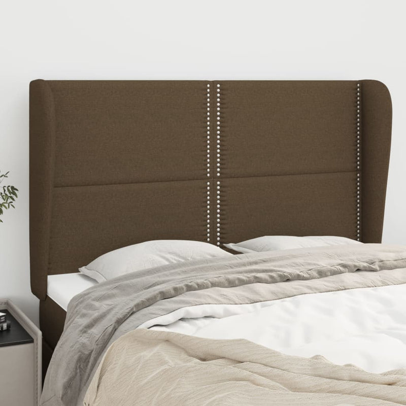 vidaXL sötétbarna szövet fejtámla szárnyakkal 147 x 23 x 118/128 cm
