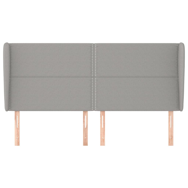 vidaXL világosszürke szövet fejtámla szárnyakkal 183x23x118/128 cm
