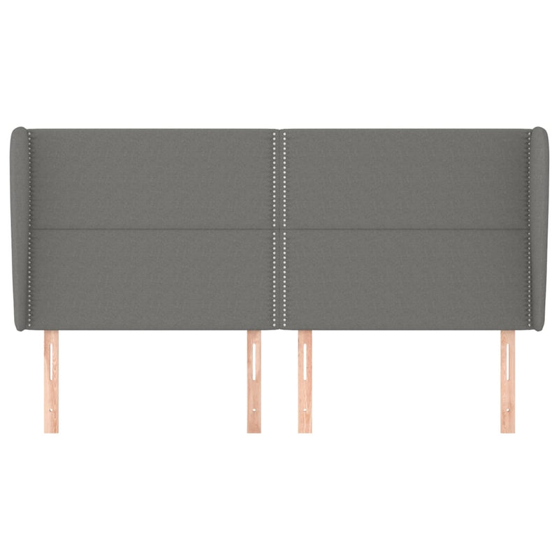 vidaXL sötétszürke szövet fejtámla szárnyakkal 183x23x118/128 cm