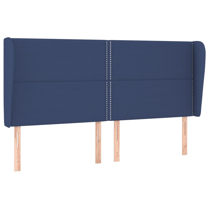 vidaXL kék szövet fejtámla szárnyakkal 203x23x118/128 cm