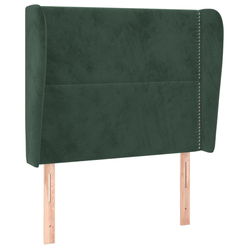 vidaXL sötétzöld bársony fejtámla szárnyakkal 83 x 23 x 118/128 cm