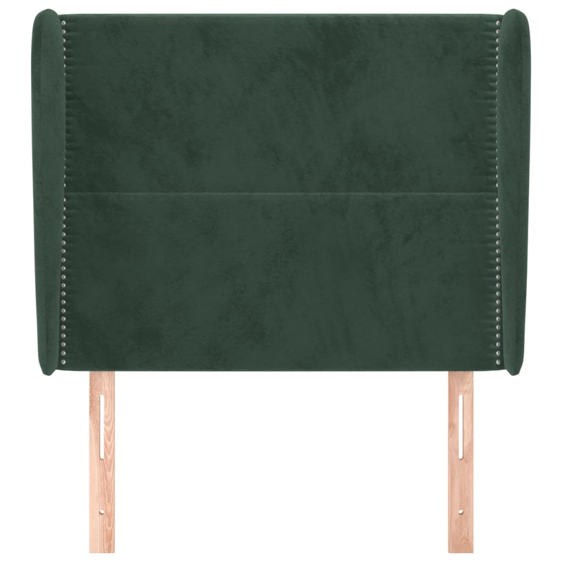 vidaXL sötétzöld bársony fejtámla szárnyakkal 83 x 23 x 118/128 cm