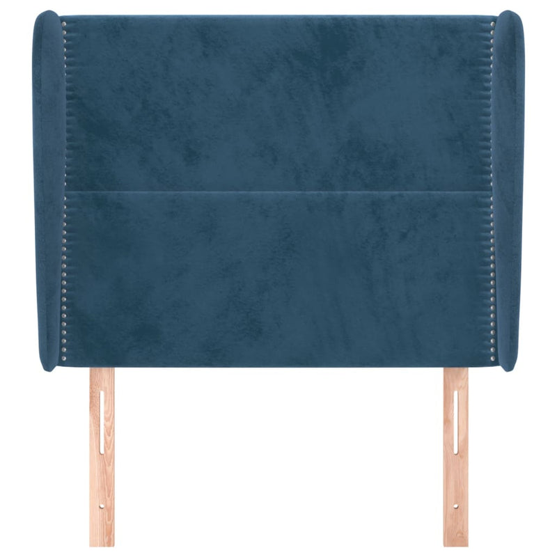vidaXL sötétkék bársony fejtámla szárnyakkal 83 x 23 x 118/128 cm