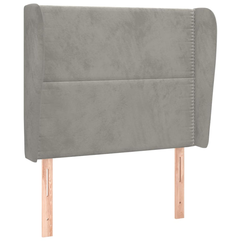 vidaXL világosszürke bársony fejtámla szárnyakkal 93 x 23 x 118/128 cm