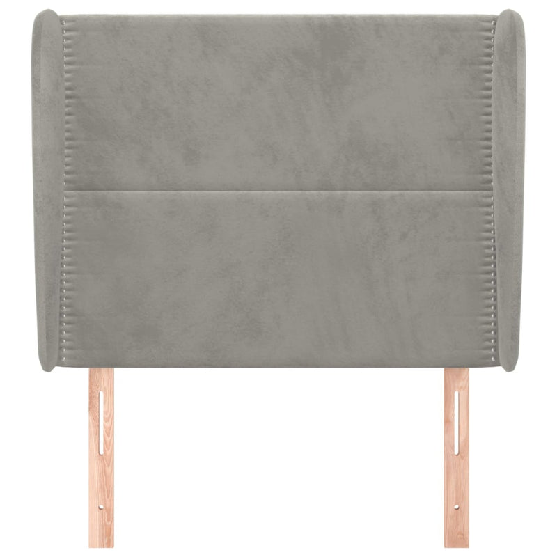 vidaXL világosszürke bársony fejtámla szárnyakkal 93 x 23 x 118/128 cm
