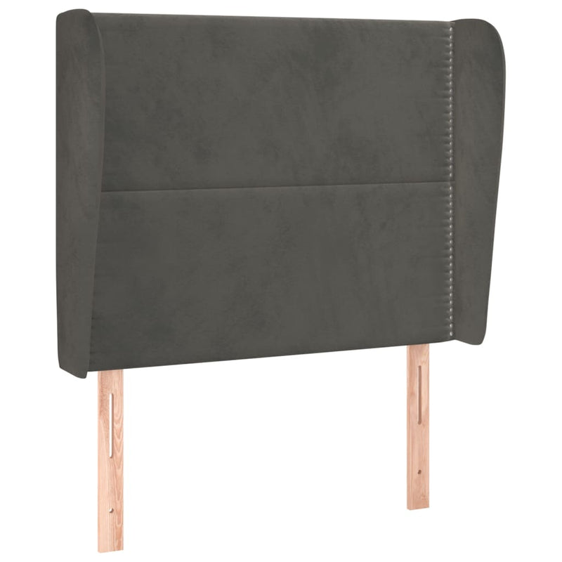 vidaXL sötétszürke bársony fejtámla szárnyakkal 93 x 23 x 118/128 cm