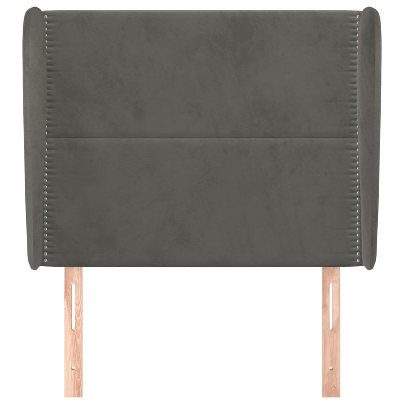 vidaXL sötétszürke bársony fejtámla szárnyakkal 93 x 23 x 118/128 cm