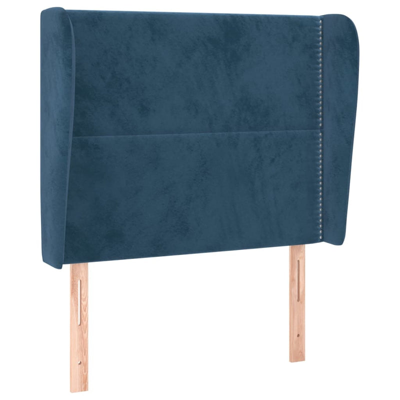 vidaXL sötétkék bársony fejtámla szárnyakkal 103 x 23 x 118/128 cm