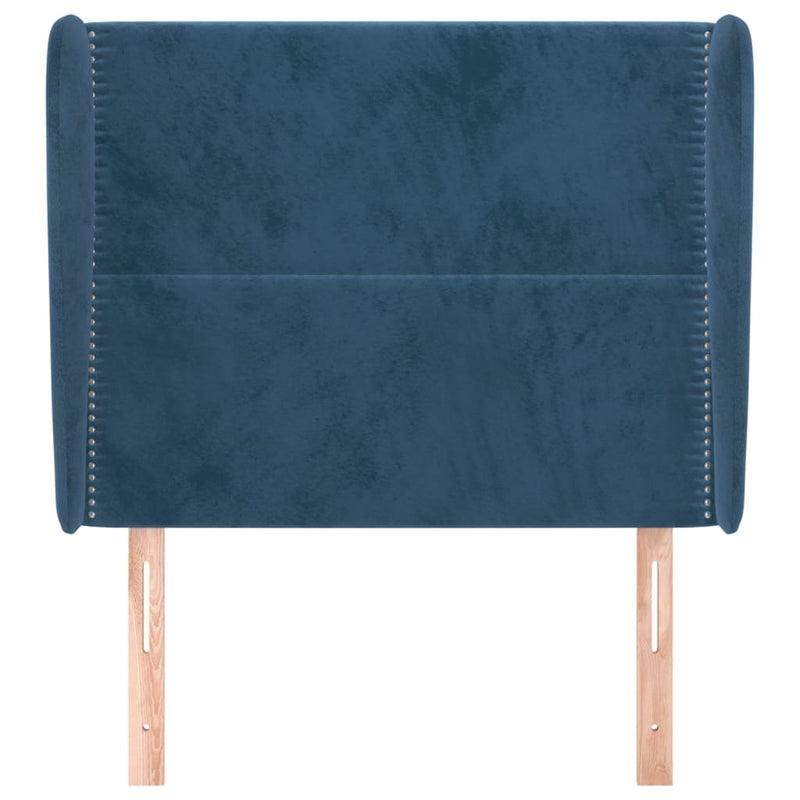 vidaXL sötétkék bársony fejtámla szárnyakkal 103 x 23 x 118/128 cm
