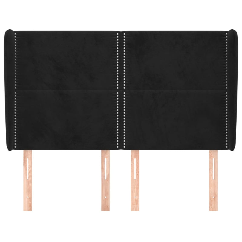 vidaXL fekete bársony fejtámla szárnyakkal 147 x 23 x 118/128 cm