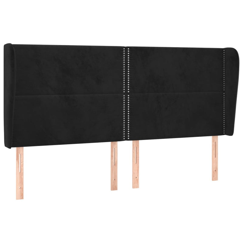 vidaXL fekete bársony fejtámla szárnyakkal 183x23x118/128 cm